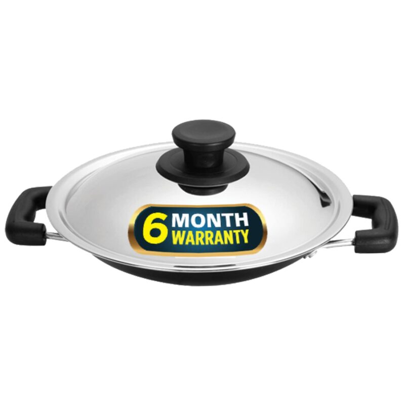 IBELL Premium Non-Stick Aluminium Appam Pan with Lid, Appachatty, 200mm, Silver - Image 3