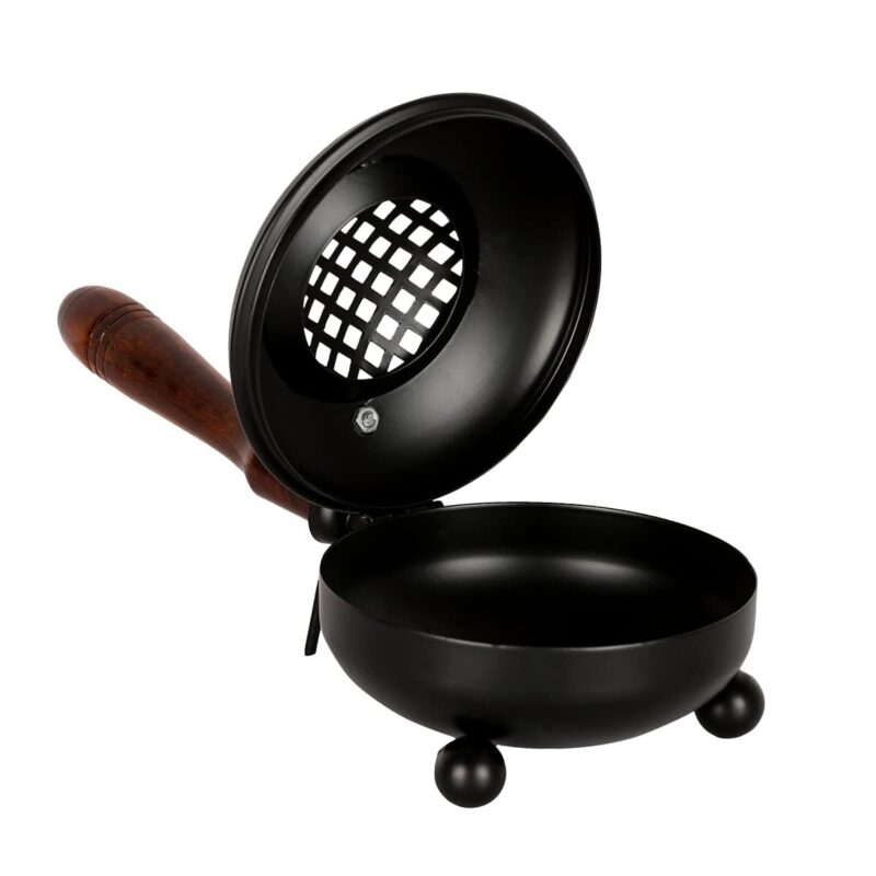 Dhoop Dani Dhuni Loban Burner, Charcoal Incense Burner with Wooden Handle for Puja, Home Temple, Home Decor, Office - Image 7
