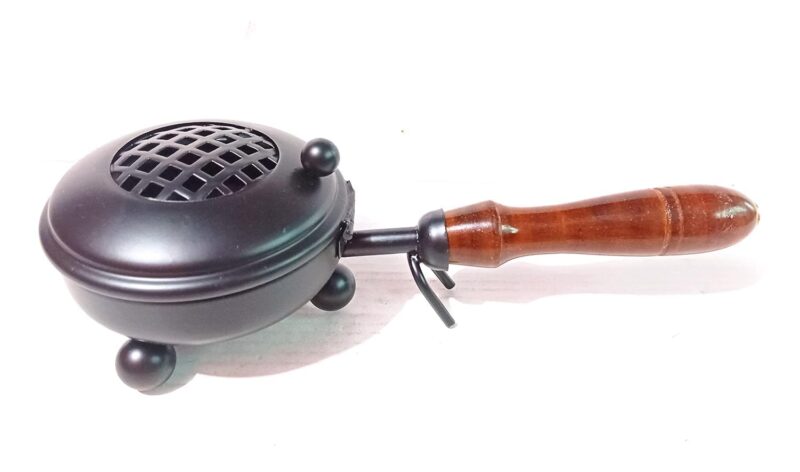 Dhoop Dani Dhuni Loban Burner, Charcoal Incense Burner with Wooden Handle for Puja, Home Temple, Home Decor, Office - Image 3
