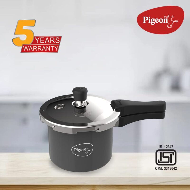 Pigeon Aluminium Hard Anodised Pressure Cooker Outer Lid with Induction Base (Black, 2 L) - Image 3