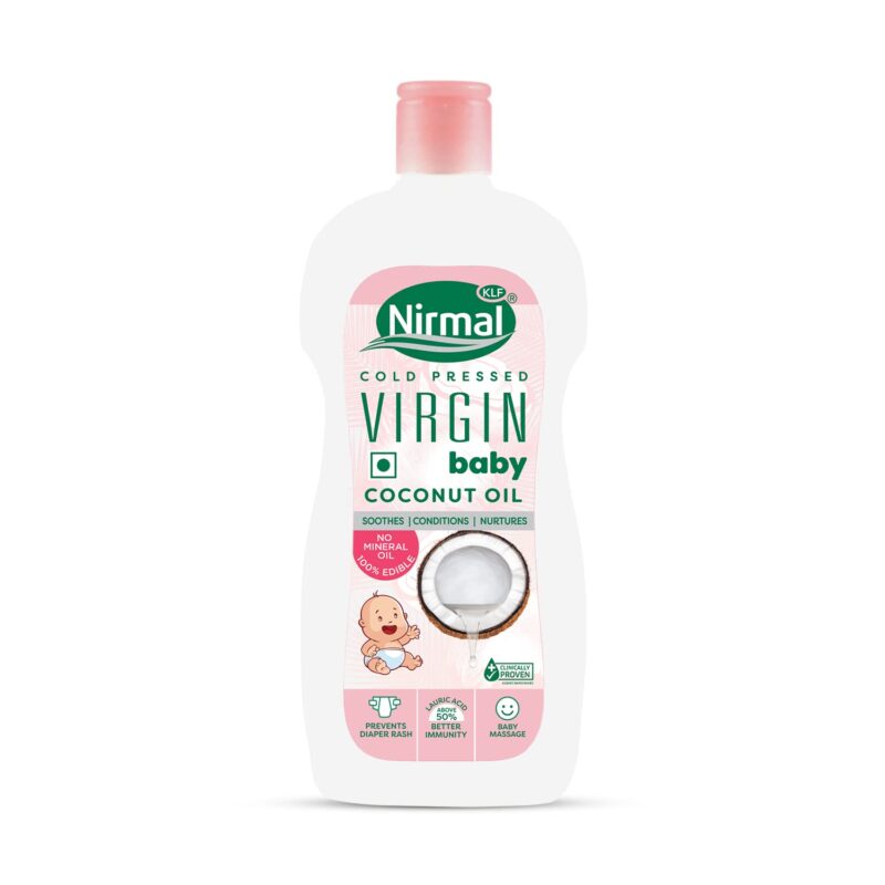 KLF Nirmal Virgin Baby Coconut Oil | Baby Massage Oil | 400 ml| For soft and supple skin | A Natural skin moisturizer | Great for Diaper Rashes | Baby Friendly Pack