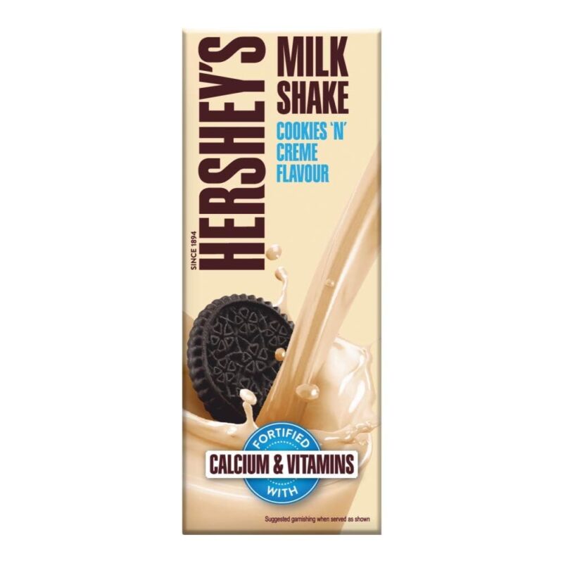 HERSHEY'S Cookies N Cream Flavored Milkshake | Enriched with Calcium | 180Ml - Pack of 6 - Cookies N Cream Flavor