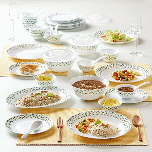 Larah by Borosil Sage Silk Series Opalware Dinner Set | 35 Pieces for Family of 6 | Microwave & Dishwasher Safe | Bone-Ash Free | Crockery Set for Dining & Gifting | Plates & Bowls | White - Image 7