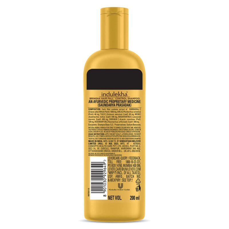 Indulekha Bringha Shampoo, Proprietary Ayurvedic Medicine For Hair Fall, Free From Parabens, Synthetic Dyes And Synthetic Perfume, 200ml - Image 6