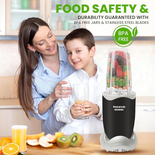 Taurus Nourish Mixer Grinder|5 Jar&2 Storage Jar For Smothies,Coffee,Dry fruits & Wet Grinding|600 W,Copper Motor|3 Blades Including Froth Blade with 2 Sipper & 1 Seasoning Cap|2 Yr Warranty - Image 7