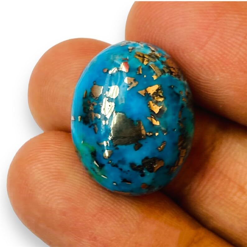 Real Original Firoza Turquoise Gemstone for Men and Women – Oval Shaped for Ring and Pendant Premium Turquoise Jewellery - The Stone of Compassion and Success 100.3 Carat - Image 4