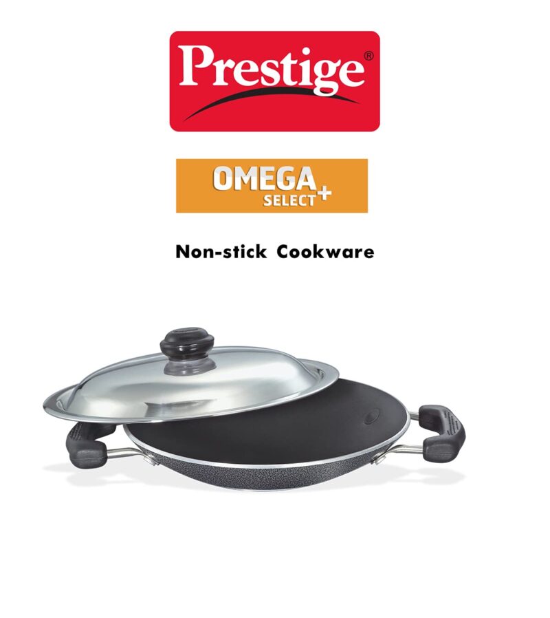 Prestige Omega Select Plus Non-Stick Deep Appachetty with Lid | Black | 20 cm | Residue Free | Scratch Resistant | Comfortable Grip | Spoon Friendly - Image 3
