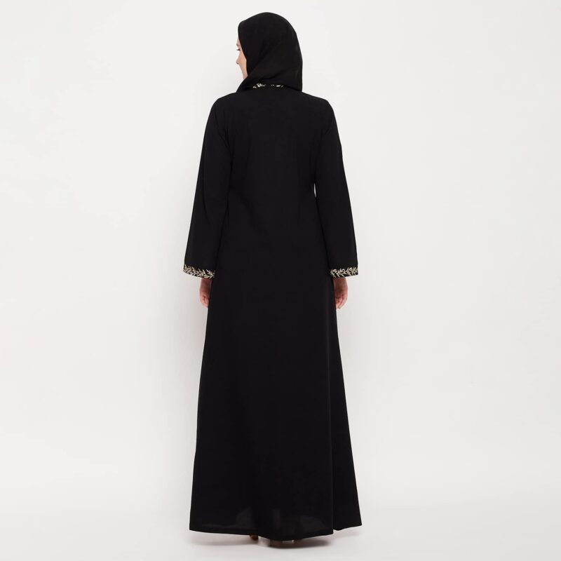 Nabia Women Black Solid Nida Matte Fabric Abaya Burqa - Image 6