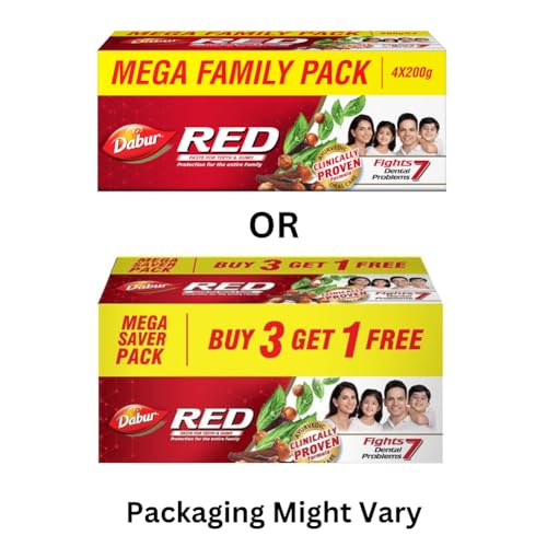 Dabur Red Toothpaste - 800g(200gx4) |Fluoride Free | Helps In Bad Breath Treatment, Cavity Protection, Plaque Removal | For Whole Mouth Health | Power Of 13 Potent Ayurvedic Herbs - Image 2