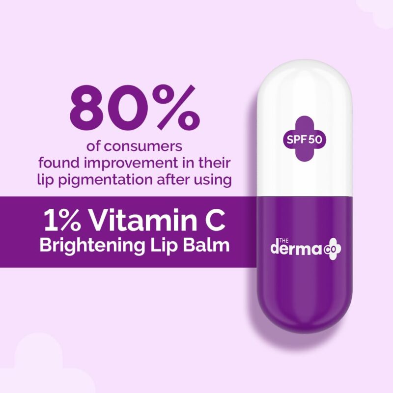 The Derma Co 1% Vitamin C Brightening Lip Balm with SPF 50 PA +++ I With Niacinamide & Hyaluronic Acid | Reduce Lip Pigmentation | Protects From Sun Damage | For Dark, Pigmented, Dry Lips | 4.5g - Image 5