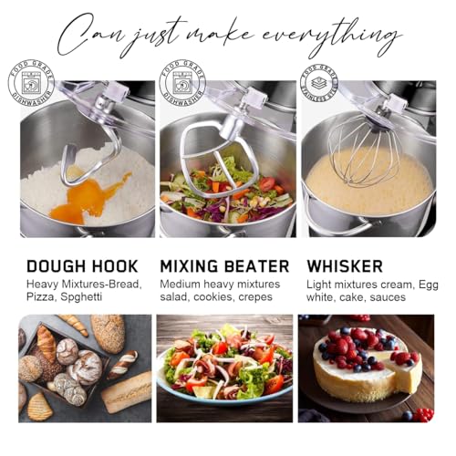 INALSA Stand Mixer 1300W With Digital Preset Option| Pure Copper Motor| 5.3L SS Bowl|Metal Gears for Extra Durability |Accessories Included|Dishwasher Safe | Flour Kneading (Esperto Lx) - Image 7