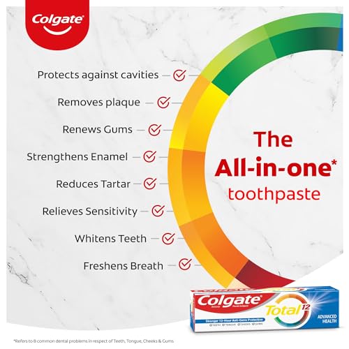 Colgate Total 300gm (2 x 150gm) Advanced Health Antibacterial Toothpaste, Tooth Paste with 12-Hour Anti-Germ Protection, Whole Mouth Health, World's No. 1* Germ-fighting Toothpaste (Combo Pack Offer) - Image 9