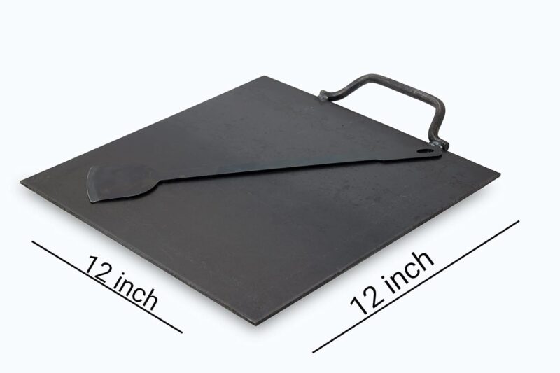 PRINA E-SHOP Cast Iron Tawa/Dosa Tawa/Pan/Kallu/Uthappam Tawa/Flat Tawa/Square Tawa 12 * 12 inch Black - Image 2
