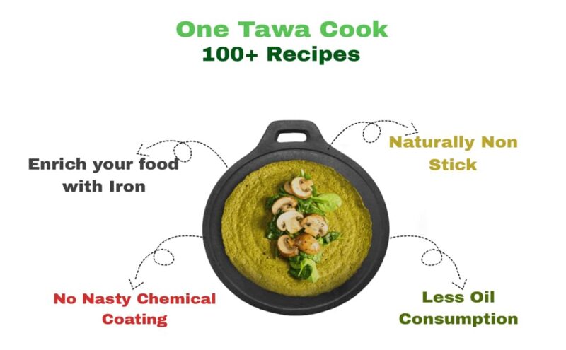 Praganiya Cast Iron Break Fast Combo Tawa 10 Inch And Appachatti 9 Inch Pre-Seasoned, Black - Image 3