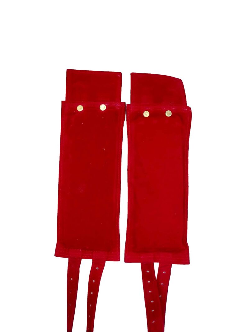 Shri Kalaivani Costumes Women's Velvet Pad Brass Ghungroo/Ankle Bells with Adjustable Strap - [Maroon 5 Line Red Pad] - Image 2