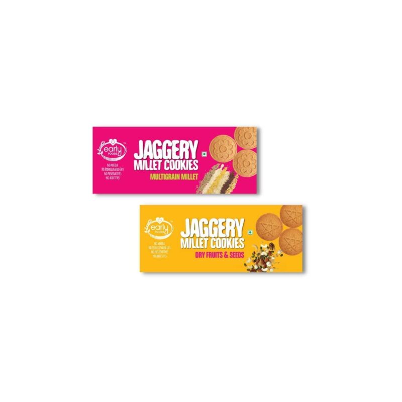 Early Foods Assorted - Dry Fruit & Multigrain Millet Jaggery Cookies, 2 X 150 g