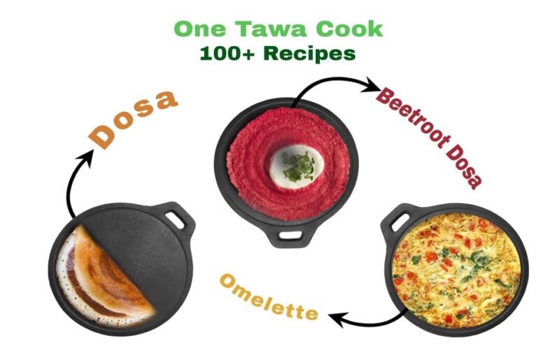 PRAGANIYA COOKWARES TAWA Cast Iron Dosa/Dosa kallu 10 inch Pre-Seasoned Black - Image 5