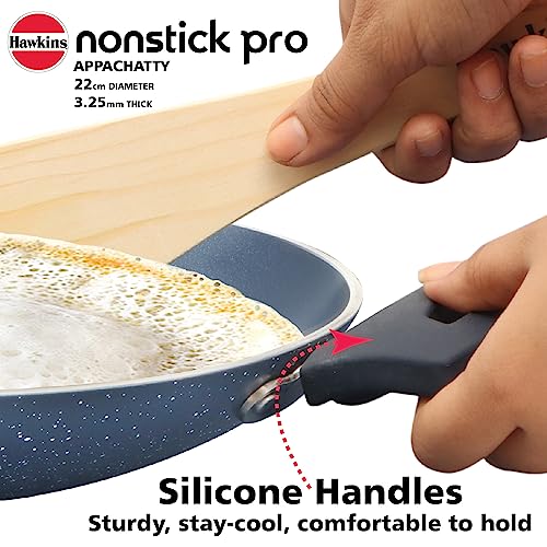 Hawkins Nonstick Pro 0.9 Litre Appachatty, Mini Kadhai, Appachatti, Appachetty, Appam Pot Maker, Deep Fry Pan with Glass Lid, Granite Kadai - Image 4
