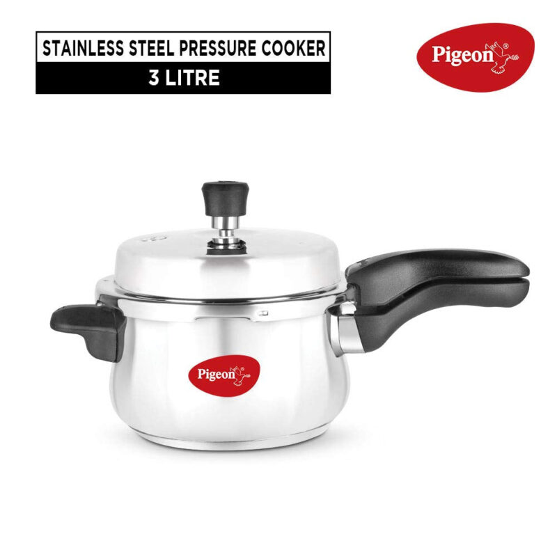 Pigeon By Stovekraft Stainless Steel Inox Plus Steel Pressure Cooker with Outer Lid Induction and Gas Stove Compatible 3 Litre Capacity for Healthy Cooking (Silver) - Image 4