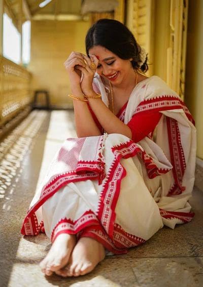 Zwab Women's Cotton Silk Soft Jamdani Sarees With Attach Unstitched Blouse Piece (Off White) - Image 6