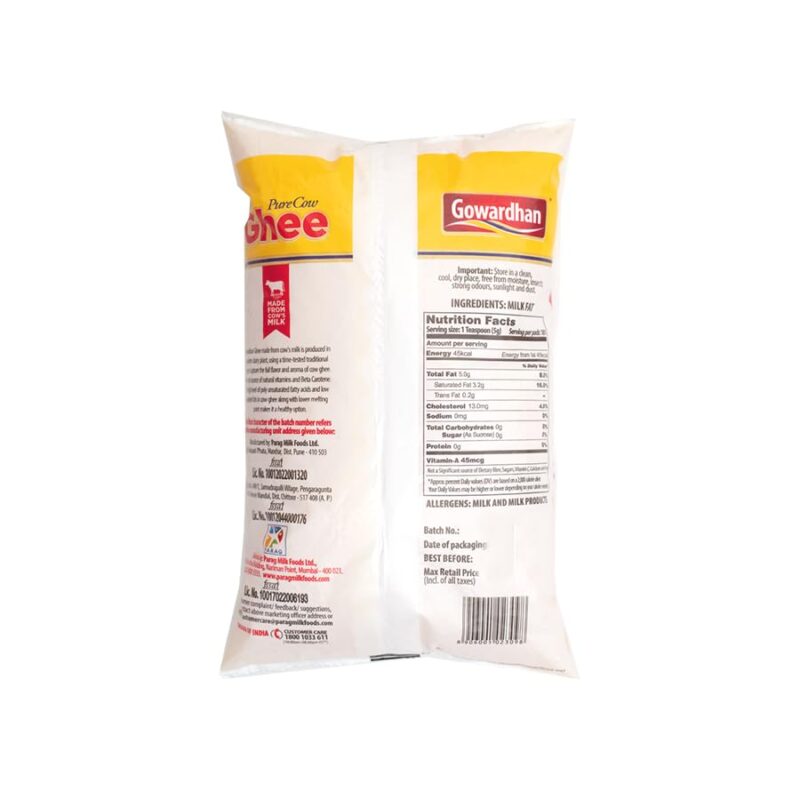Gowardhan Pure Cow Ghee Pouch 1 Liter - Image 7