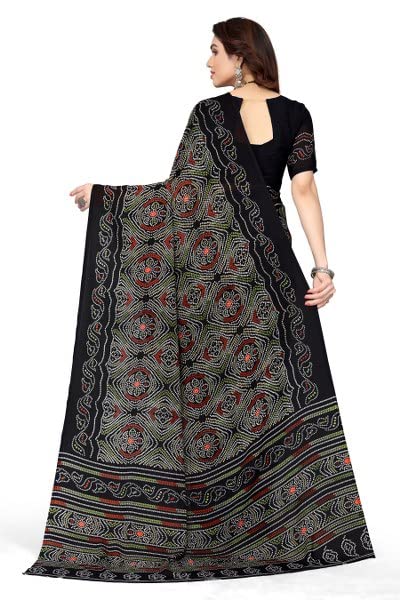 Priyashi Pure Womens Georgette Printed Saree with Blouse Piece(AAYUSHI Black_N_Free Size) - Image 3