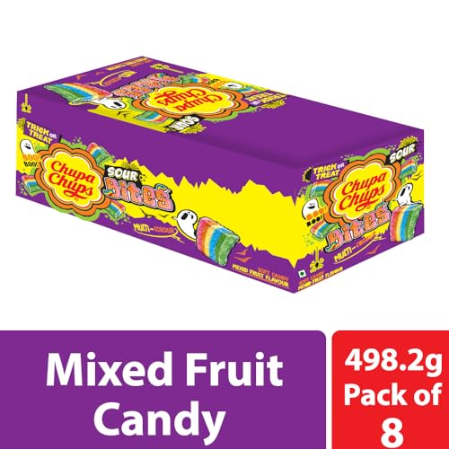Chupa Chups Sour Bites, Mixed Fruit Flavour, Soft & Chewy Toffee Pack, 8 X 61.6 G, 492.8 Grams - Image 9