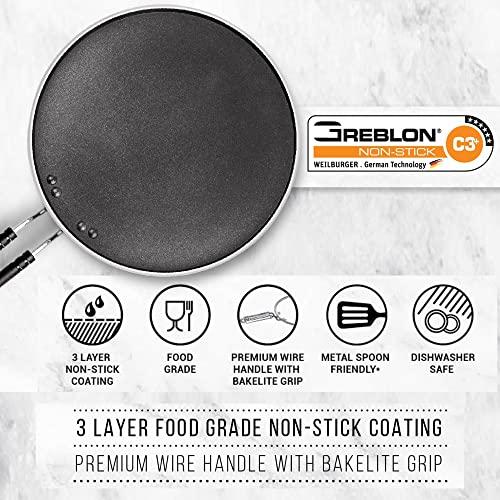 Milton Pro Cook Black Pearl Induction Non-Stick Flat Tawa, 32 cm, Grey - Image 3