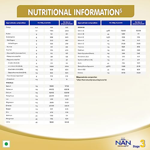 EXCELLAPRO Nan Stage 3 Follow-Up Formula Milk Powder For Babies (After 12 Months), - With Dha-Ara, 400G Bag-In-Box Pack, Infant - Image 5