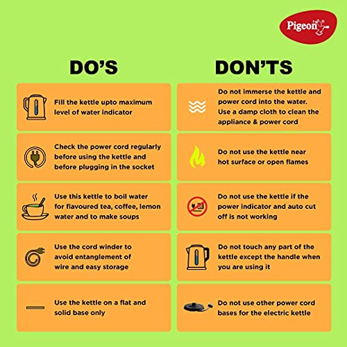 Pigeon by Stovekraft Amaze Plus Electric Kettle (14289) with Stainless Steel Body, 1.5 litre, used for boiling Water, making tea and coffee, instant noodles, soup etc. 1500 Watt (Silver) - Image 3