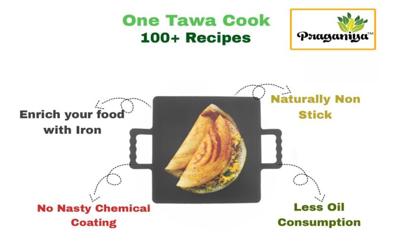PRAGANIYA Iron Dosa Tawa for Dosa/Roti/Chapati 12 Inch Heavy Gauge Square Tawa Induction & Gas Compatible - Image 5