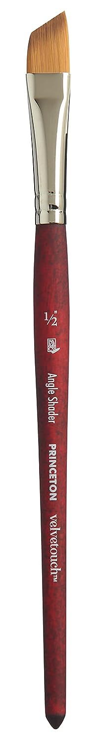 Princeton Velvetouch Short Handle Angle Shader Paintbrush (1/2 Inches)
