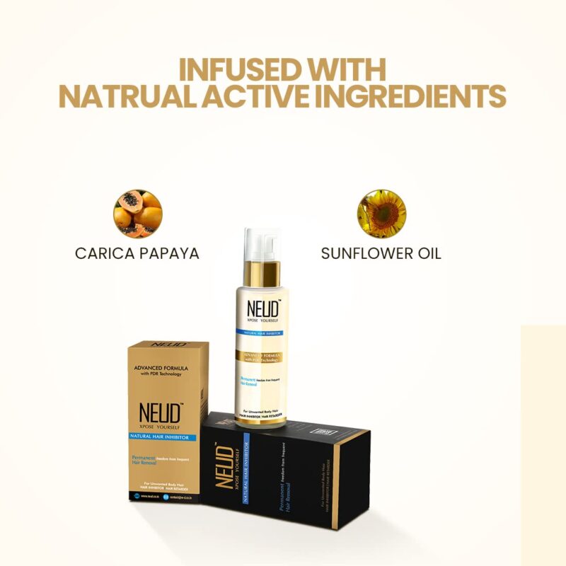 NEUD Natural Hair Inhibitor Lotion For Reduction of Unwanted Body and Facial Hair in Men and Women - 1 Pack (80g) - Image 4
