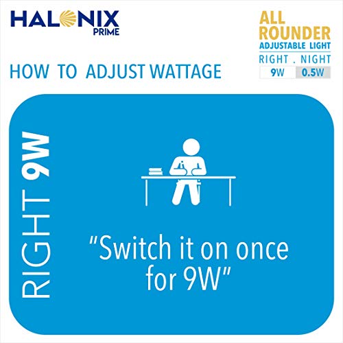 Halonix 2 in 1 All Rounder 9W,0.5W B22D Led Bulb Cool White & Off White,Pack of 1, Multi Wattage with Adjustable led Light - Image 3