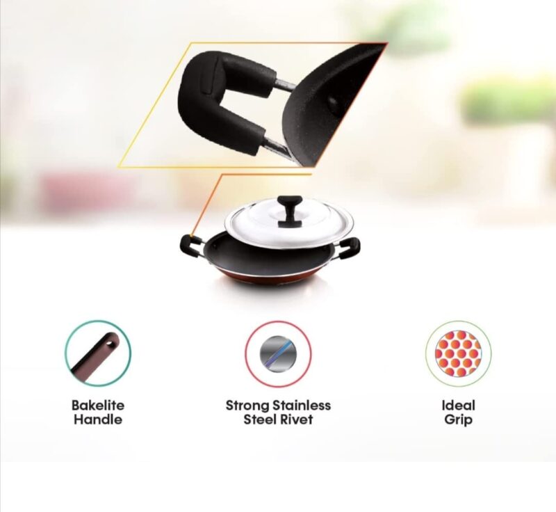 DARAZ Nonstick Appachatti/Appachetty with Stainless Steel Lid - Image 3