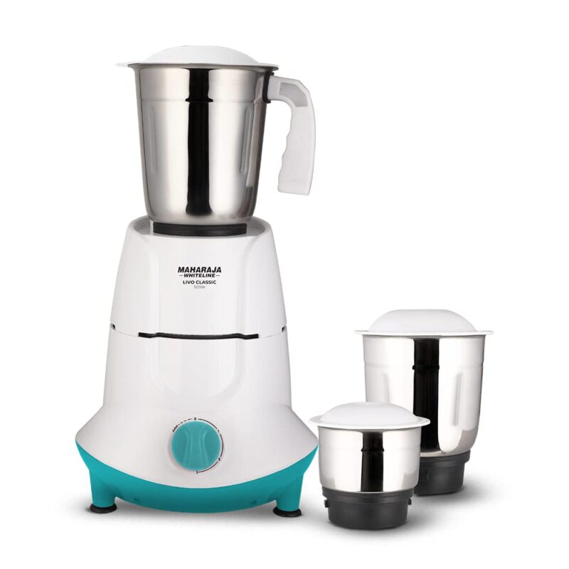 Maharaja Whiteline Livo Classic Mixer Grinder, 500W -MX-250 (Blue & White)