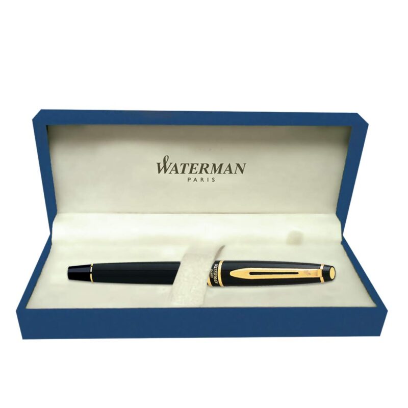 Waterman Expert Gold Trim Fountain Pen, Medium Nib (Blue) - Image 2