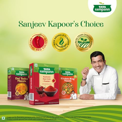 Tata Sampann Kashmiri Red Chilli Powder with Natural Oils, 100g, Kashmiri Lal Mirch Powder, With Exclusive Recipe - Image 6