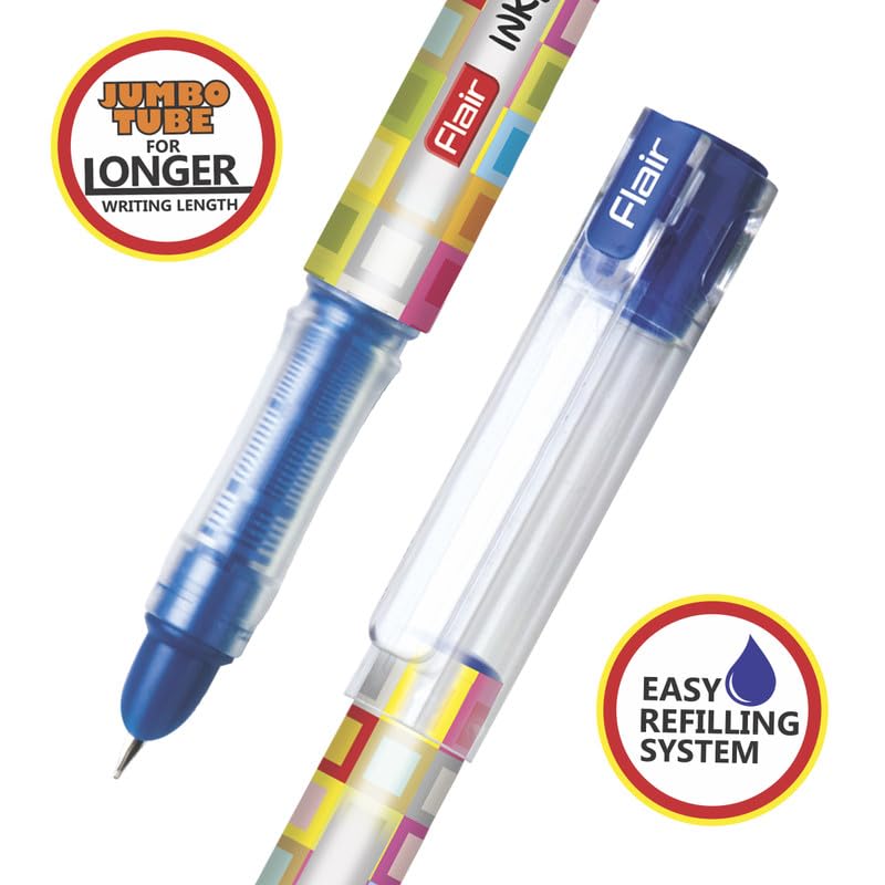 Flair Inky Series Classic Liquid Ink Fountain Pen Blister Pack - Blue Ink - Image 2