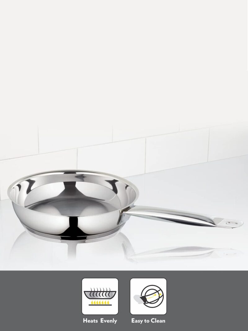 Borosil Cookfresh Stainless Steel Frying Pan 2.2 L (24 cm) | Impact Bonded Tri-ply Bottom | Gas Stove, Induction, Hot Plate Friendly | Uniform Heating, Cooltouch Handle | Skillet Fry Pan - Image 7