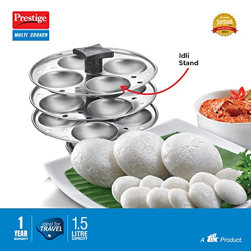 Prestige PMC 3.0+ Stainless Steel Outer Lid Multi Cooker 1.5L -Idli Stand with 3 Plates, Egg Boiling Rack with Stand, Steamer - Image 4