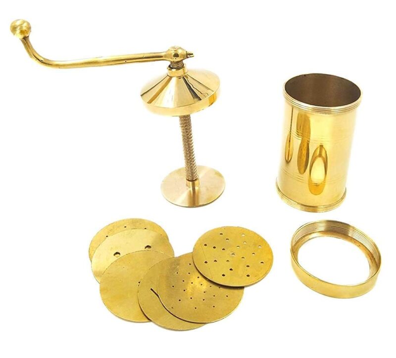 Whizzo Pure Brass 450gm Sev Sancha Machine with Free 6 Different Jali for Making Different Types of Sevaiya, Sev, Gathiya Murukku, Chakli, Bhujia Etc - Image 8