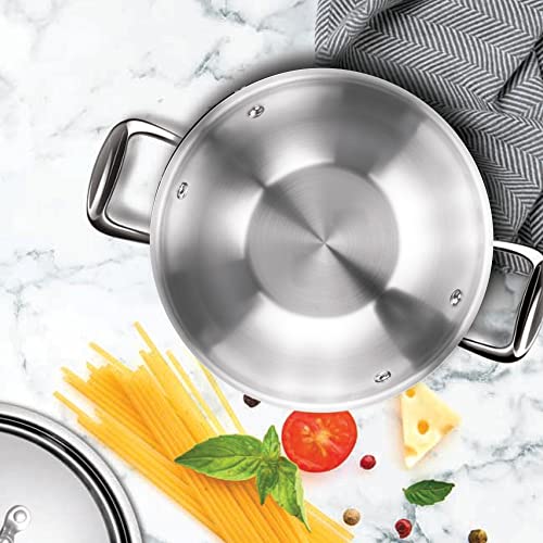 Milton Pro Cook Triply Stainless Steel Kadhai with Lid, 22 cm / 2.2 Litre - Image 2