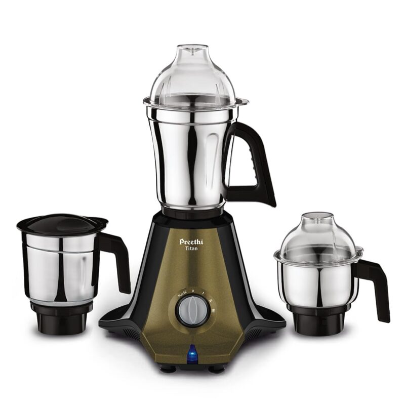 Preethi Titan Mixer Grinder for Kitchen | 3 Jars 1000W Mixie| Black (MG-283)