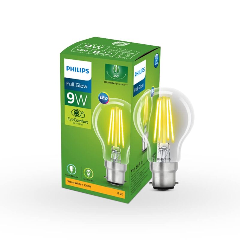 PHILIPS Full Glow 9-watt B22 Clear LED Bulb | Warm White, Pack of 2 - Image 6