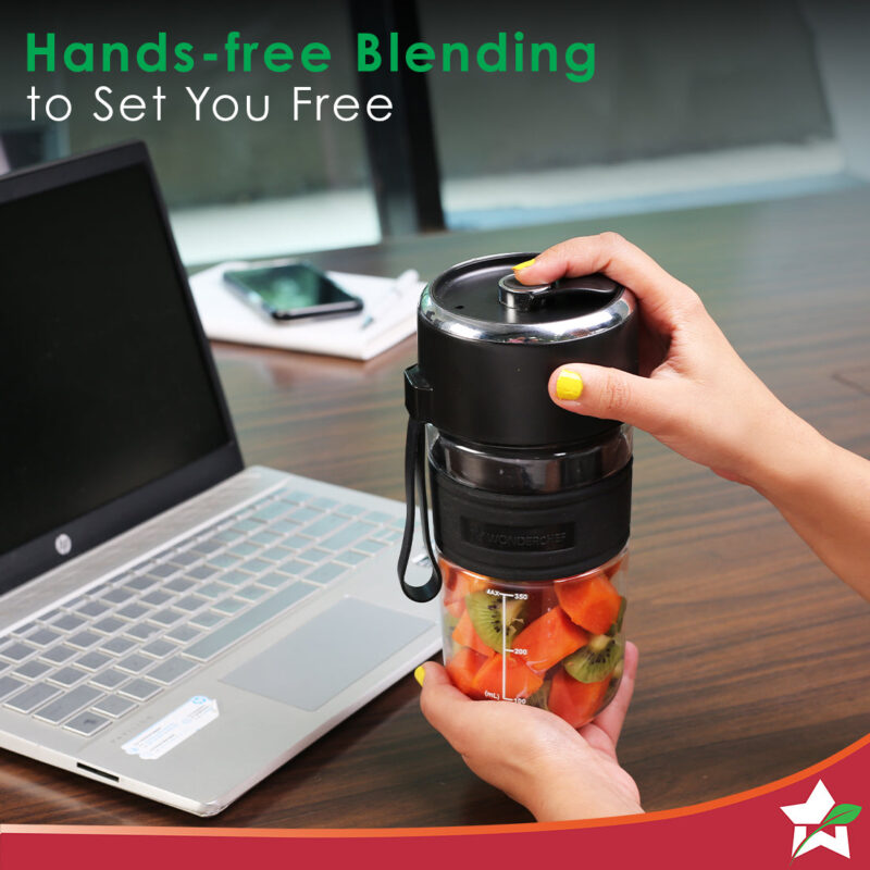 Nutri-cup Zip Portable Blender | 350ml | Blend & Sip with Flip Top Sipper Lid | For Smoothies, Juices, Shakes, Coffee | 2000 mAh Battery | 20 Blending Cycles in One Charge | Type C Charging | Black - Image 4