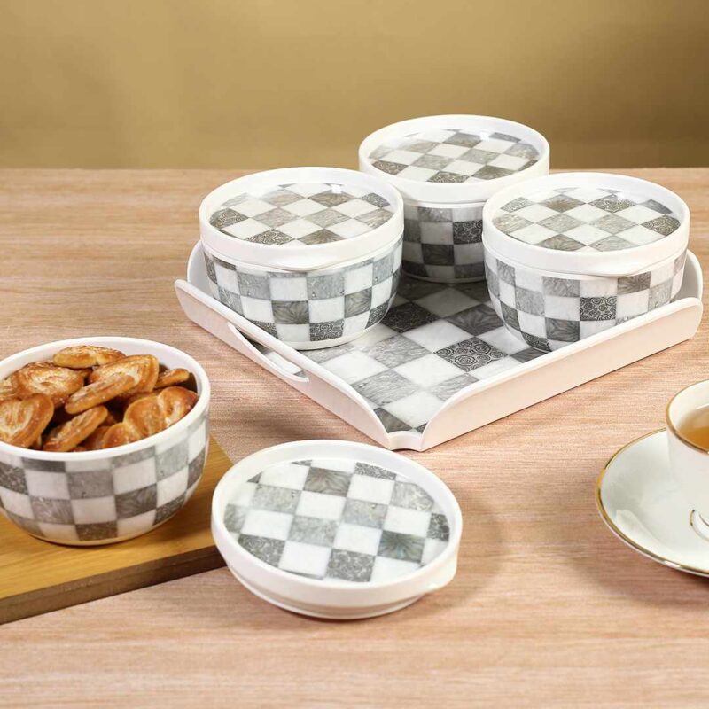 Venice Multipurpose Container & Tray - Grey Tiles (Set of 9) - Image 4