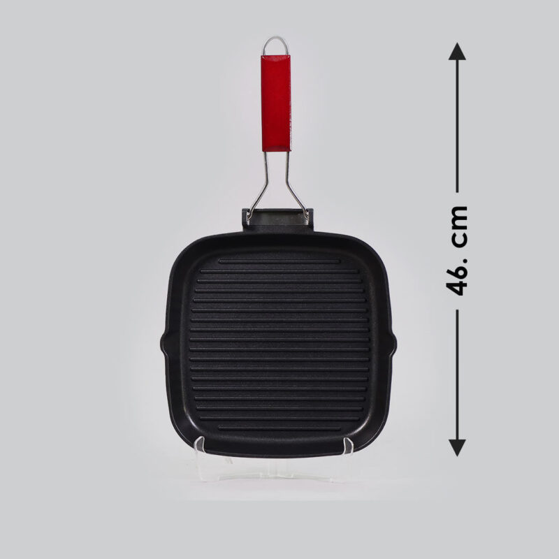 Caesar Nonstick Folding Grill Pan | Ideal for Barbeque, Tandoori & Sandwiches | Smart Folding Handle | Space Saver | Gas & Induction Friendly | PFOA Free | 2.3L | 5 Year Warranty | Black - Image 8