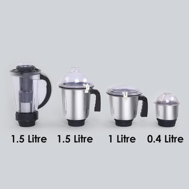 Glory Mixer Grinder, 750 W with 4 Stainless Steel Jars and Anti-rust Stainless Steel Blades, Ergonomic Handles, 5 Years Warranty on Motor - Image 4