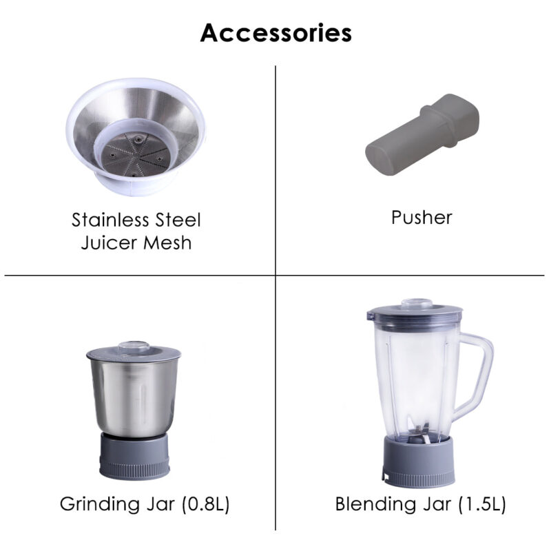 Prato Juicer Mixer Grinder, 500W, 2 Jars, 2 Years warranty, Black - Image 4